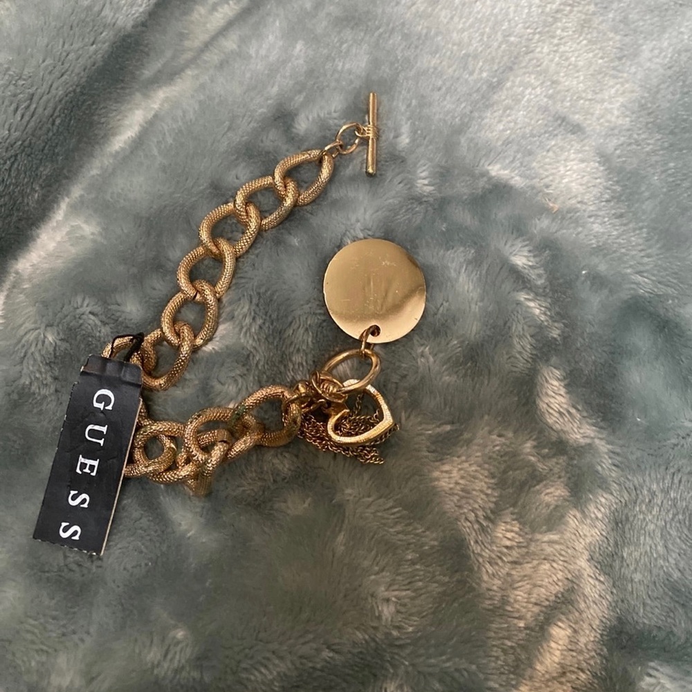 Guess Gold-Tone Link Charm Bracelet NWT